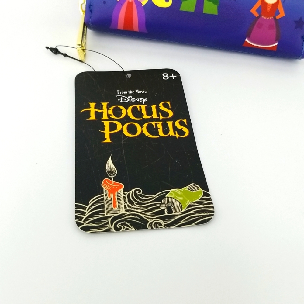 New Hocus Pocus Small Wallet Loungefly Winfred Sarah Mary Cat Blue Zipper NWT - Picture 5 of 7